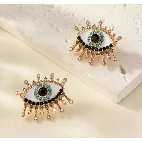 Evil eye earrings M254 - Picture 1 of 5